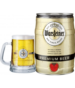 Cerv. Warsteiner Premium - unid barrilete 5l - GRÁTIS caneca 500ml