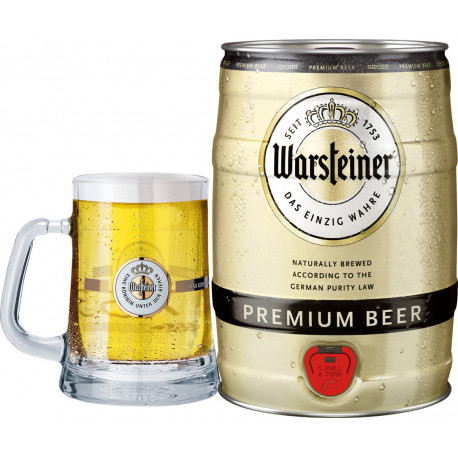 Cerv. Warsteiner Premium - unid barrilete 5l - GRÁTIS caneca 500ml