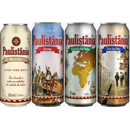 Combo Paulistânia Latas - 4 latas - M.Zero 350ml / C.Índia - Ipit. - T.Onze 473ml