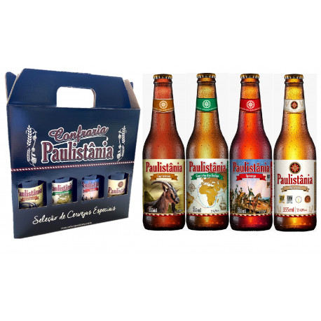 Combo Paulistânia Longneck - 4 Garrafas 355ml - M.Zero/C.Índias /Ipir/Capri - (embalagem para presente incluso)