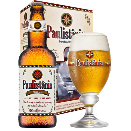 Kit Paulistania Marco Zero - 1 garrafa 500ml + 1 Taça 300 ml